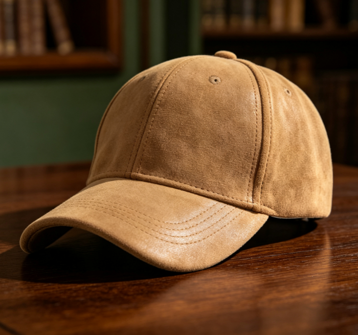 Unisex Matte Suede Baseball Cap – Solid Khaki Casual Style - Image 2