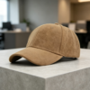 Unisex Matte Suede Baseball Cap – Solid Khaki Casual Style