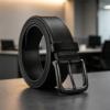 Matte Black Business Belt with Gunmetal-Tone Pin Buckle