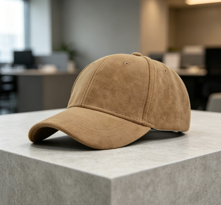 Unisex Matte Suede Baseball Cap – Solid Khaki Casual Style