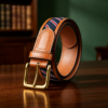 Striped Webbing & Leather Hybrid Pin-Buckle Belt