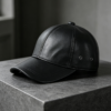 Classic Smooth Genuine Leather Baseball Cap – Men’s Vintage Soft-Top Casual Leather Hat