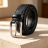 Black Glossy Finish Pin-Buckle Business Belt