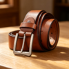 Tan Vintage-Style Pin Buckle Belt