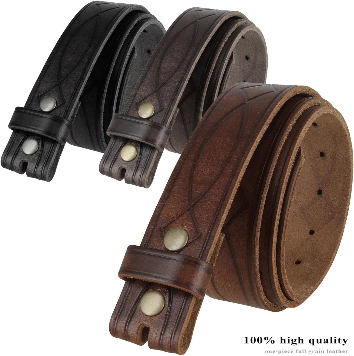 Western-Style Embossed Full-Grain Leather Belt Strap - Image 2