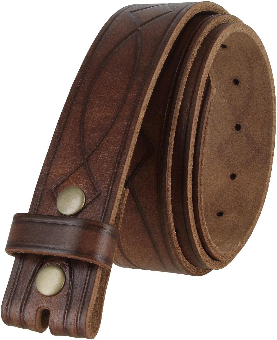 Western-Style Embossed Full-Grain Leather Belt Strap