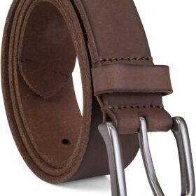 Classic Men's Genuine Leather Belt with Metal Buckle – Workwear Style