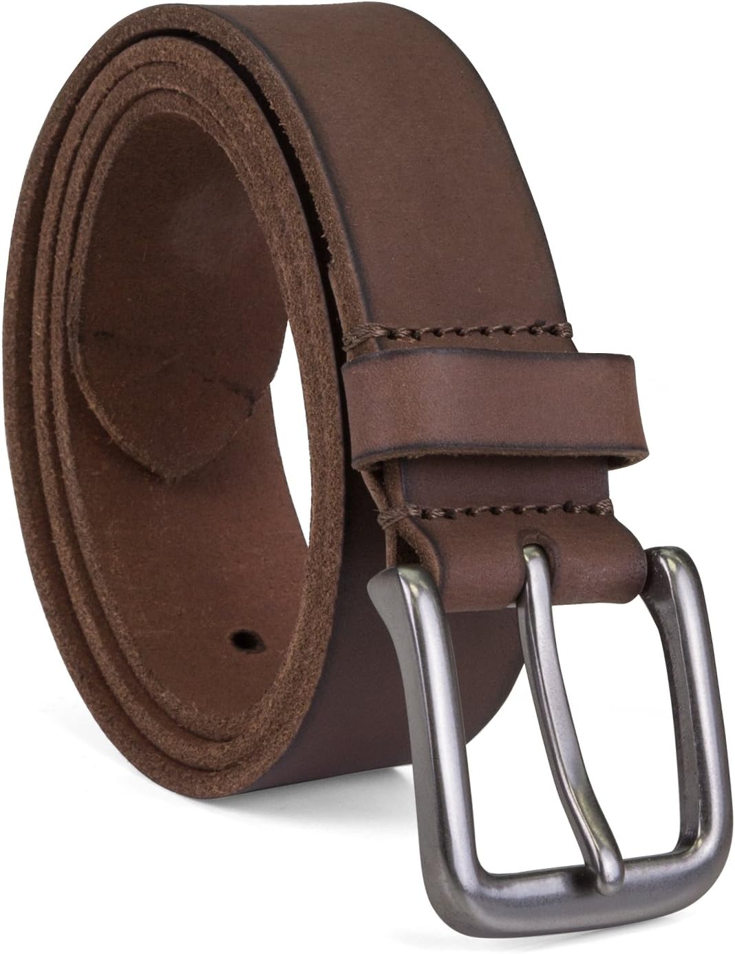 Classic Men's Genuine Leather Belt with Metal Buckle – Workwear Style