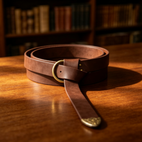 Brown D-Ring Casual Leather Belt (Hole-Free)